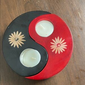 Yin Yang Red and Black Tealight Holder